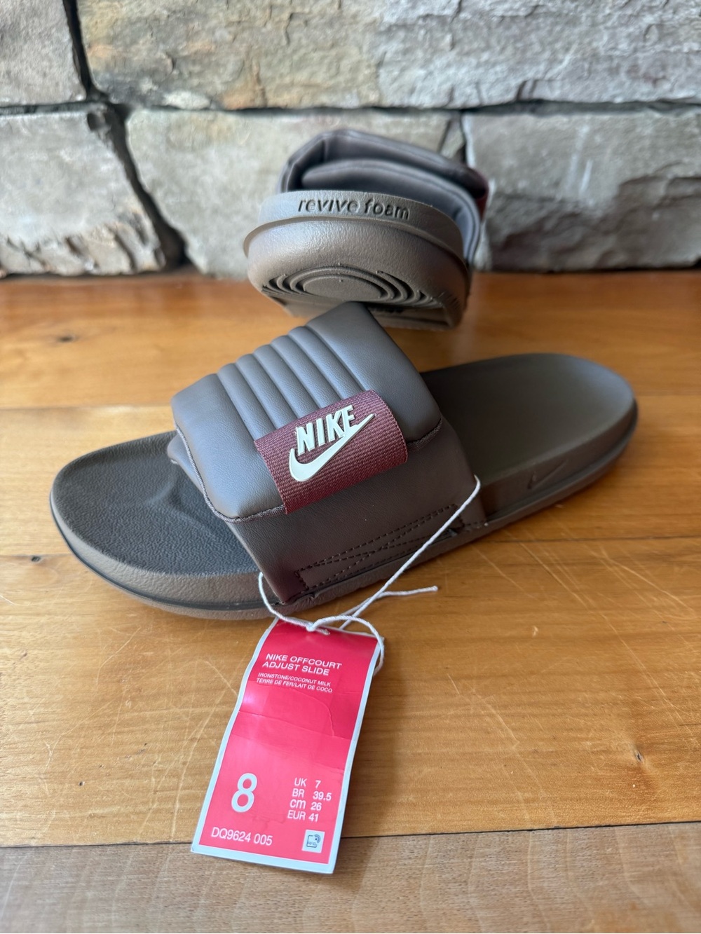 Nike Offcourt Adjust Slide Ironstone Coconut Milk Brown DQ9624-005 Mens Size 8
